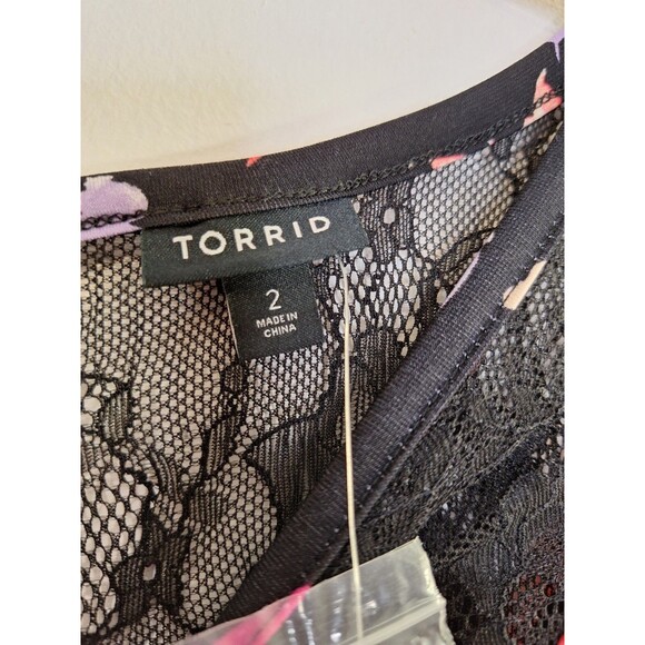 TORRID Floral Midi Skater Dress Plus Sz 2x Studio Knit Lace Whimsigoth Mature - Picture 5 of 15
